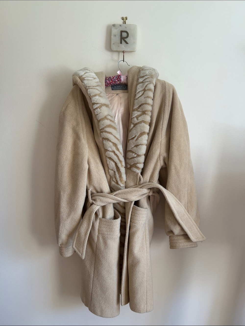 Vintage-Novelti pure virgin wool Coat - Beige